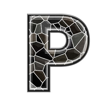 Abstract 3d letter with stone wall texture - P clipart