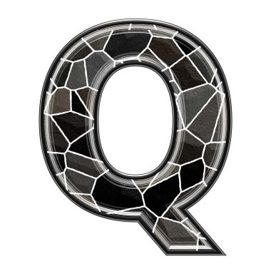 Abstract 3d letter with stone wall texture - Q clipart