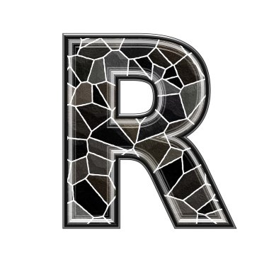 Abstract 3d letter with stone wall texture - R clipart