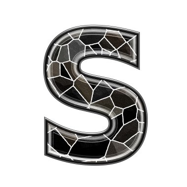 Abstract 3d letter with stone wall texture - S clipart