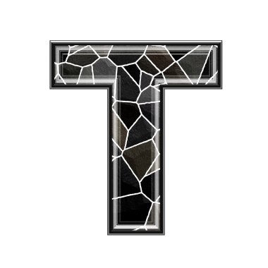 Abstract 3d letter with stone wall texture - T clipart