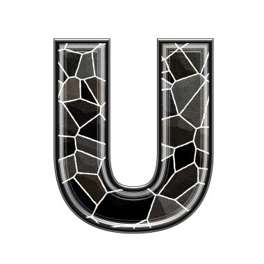 Abstract 3d letter with stone wall texture - U clipart