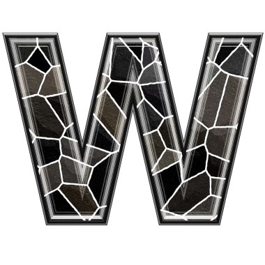 Abstract 3d letter with stone wall texture - W clipart