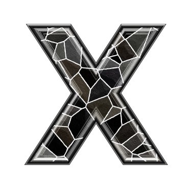 Abstract 3d letter with stone wall texture - X clipart