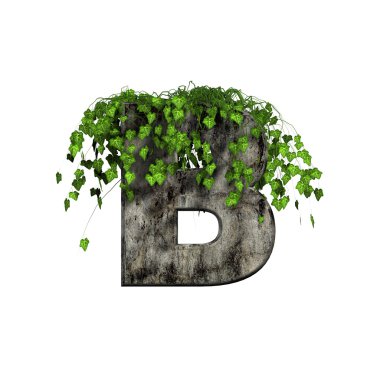 Green ivy on 3d stone letter - b clipart