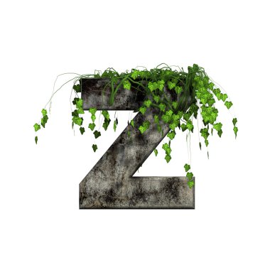 Green ivy on 3d stone letter - z clipart