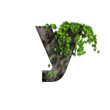 Green ivy on 3d stone letter - y clipart