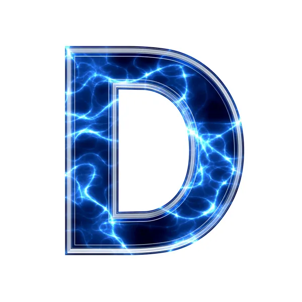 Elektrische 3D-Buchstaben auf weißem Hintergrund - d — Stockfoto