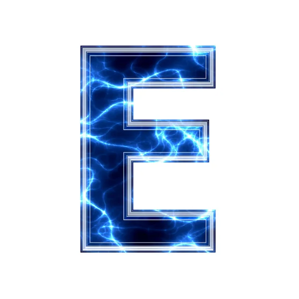 Електрична 3d літера на білому тлі - e — стокове фото