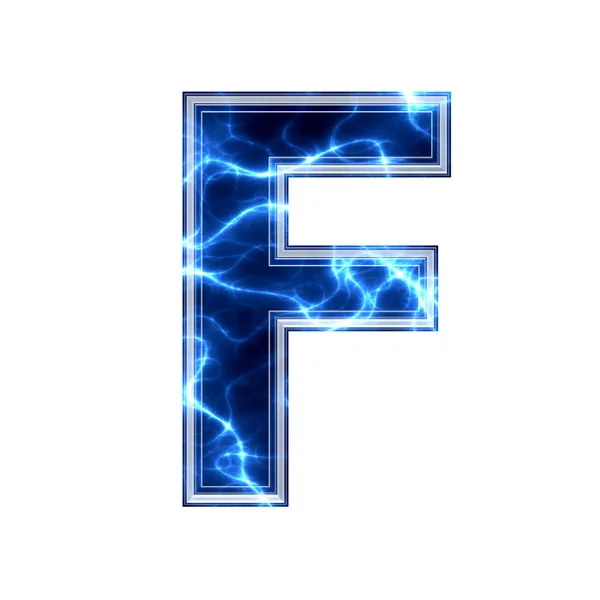 Elétrica 3d letra no fundo branco - f — Fotografia de Stock