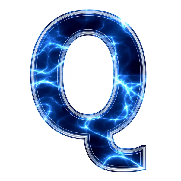 Elektrische 3D-Buchstaben auf weißem Hintergrund - q — Stockfoto