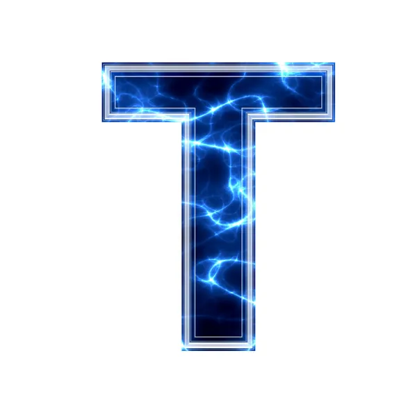 Electric 3d letter on white background - t — Stock Photo, Image