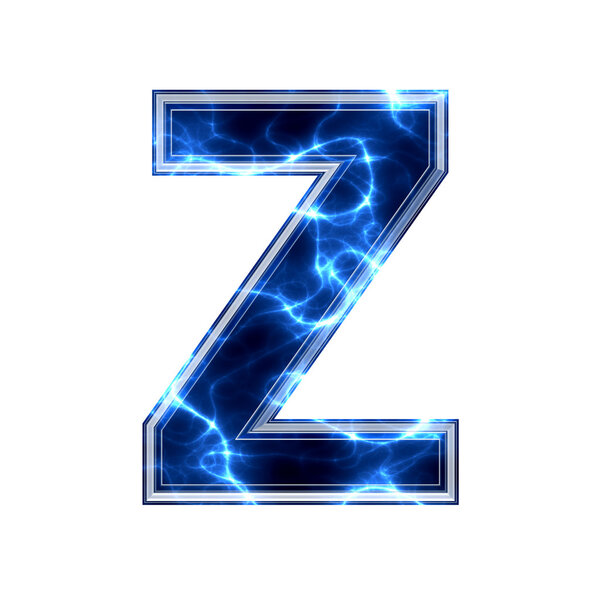 Electric 3d letter on white background - z