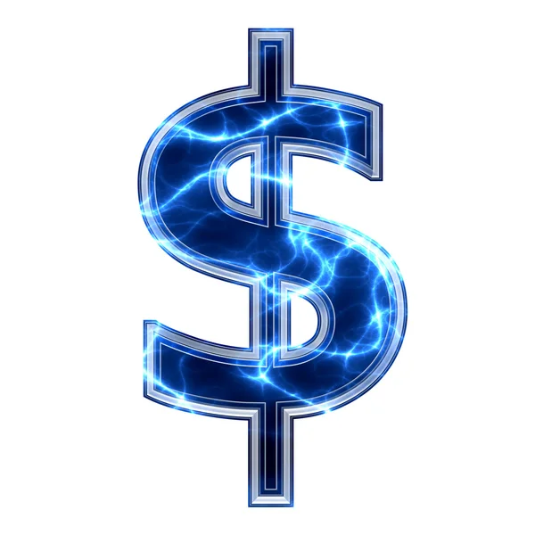 Electric 3d dollar currency sign — Stock Photo, Image