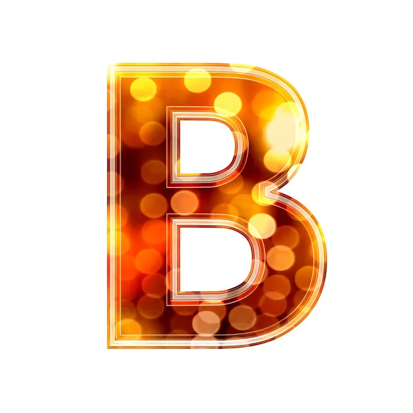 3d letter with glowing lights texture - B — Stock Photo, Image