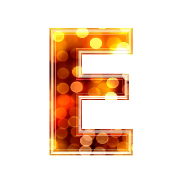 3d letter with glowing lights texture - E — Stock Photo, Image