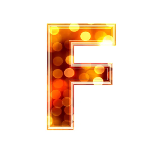3d letter with glowing lights texture - F — Stock Photo, Image