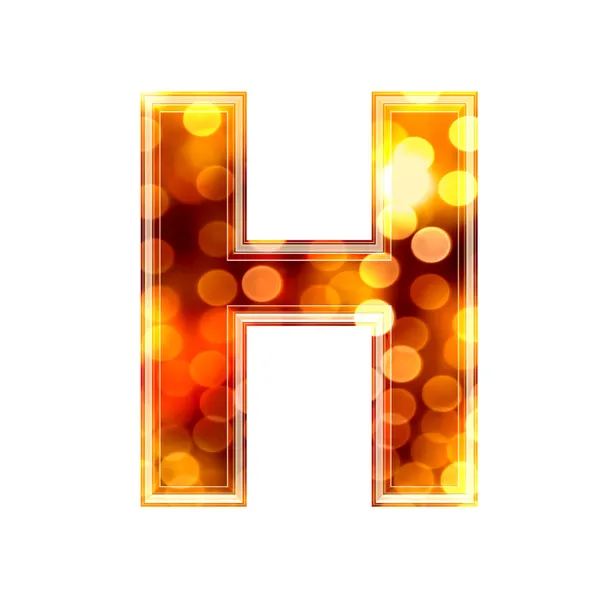 3d letter with glowing lights texture - H — Stock Photo, Image
