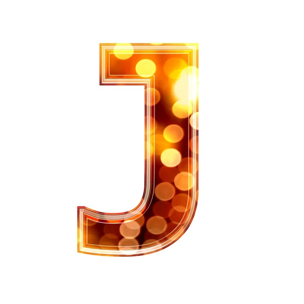 3d letter with glowing lights texture - J — Stock Photo, Image
