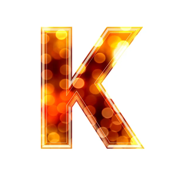 3d letter with glowing lights texture - K — Stock Photo, Image
