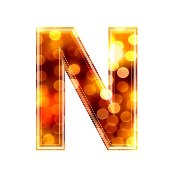 3d letra com luzes brilhantes textura - N — Fotografia de Stock