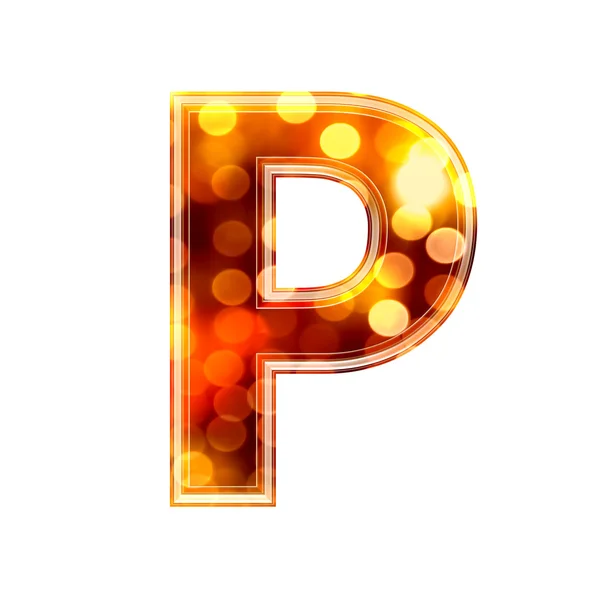 3d letter with glowing lights texture - P — Stock Photo, Image