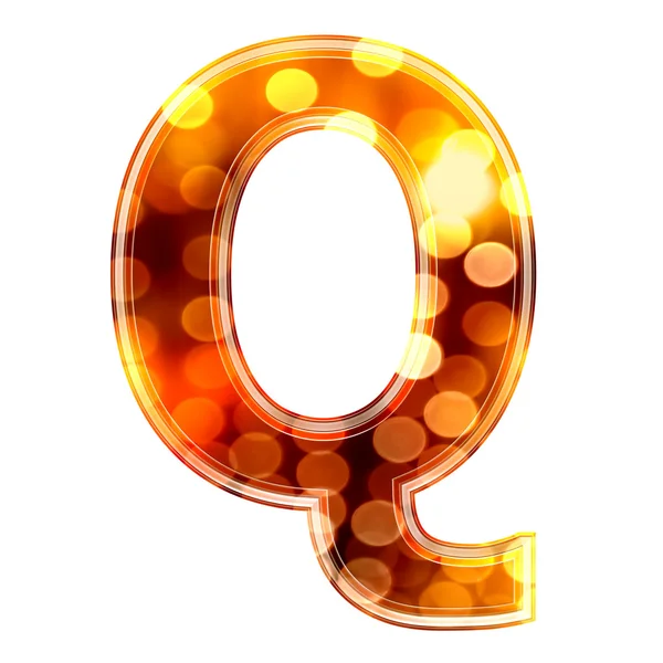 3d letra com luzes brilhantes textura - Q — Fotografia de Stock
