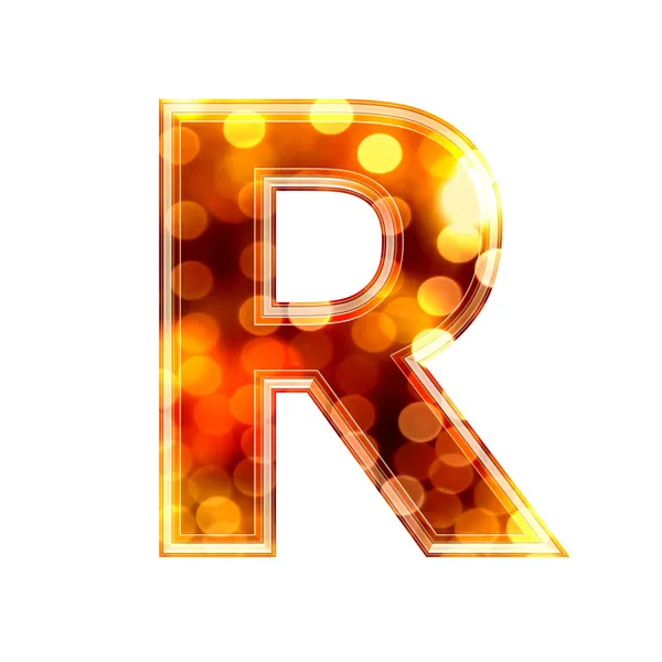3d letter met gloeiende lichten textuur - R — Stockfoto
