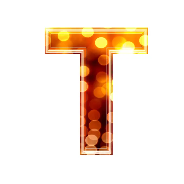 3d letter with glowing lights texture - T — Stock Photo, Image