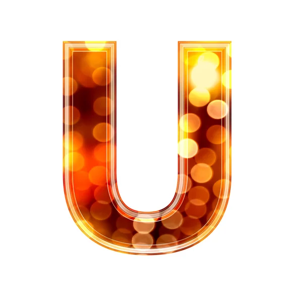 3d letter with glowing lights texture - U — Stock Photo, Image
