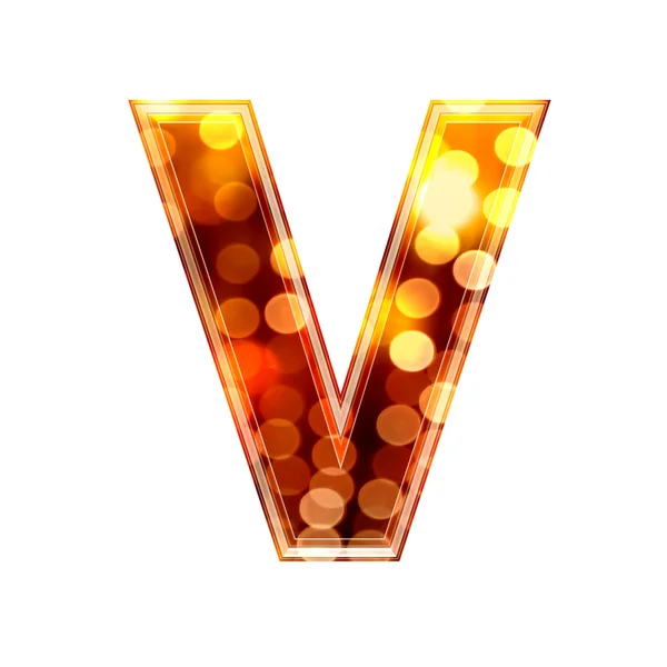 3d letter with glowing lights texture - V — Stock Photo, Image