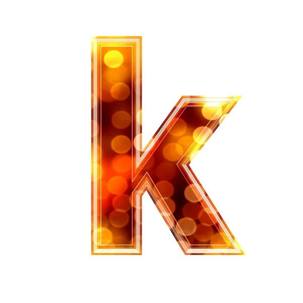 3d letter met gloeiende lichten textuur - K — Stockfoto