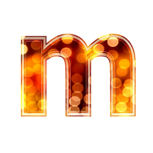 3d letra com luzes brilhantes textura - M — Fotografia de Stock