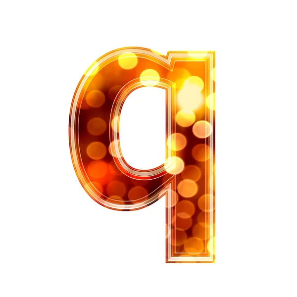3d letter with glowing lights texture - q — Stock Photo, Image