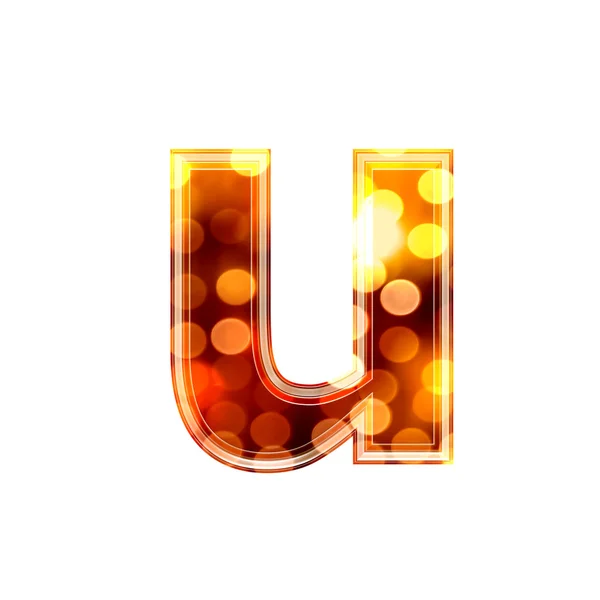 3d letter with glowing lights texture - u — Stock Photo, Image