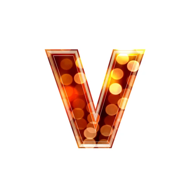 3d letter with glowing lights texture - v — Stock Photo, Image