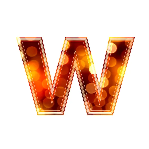 stock image 3d letter with glowing lights texture - w