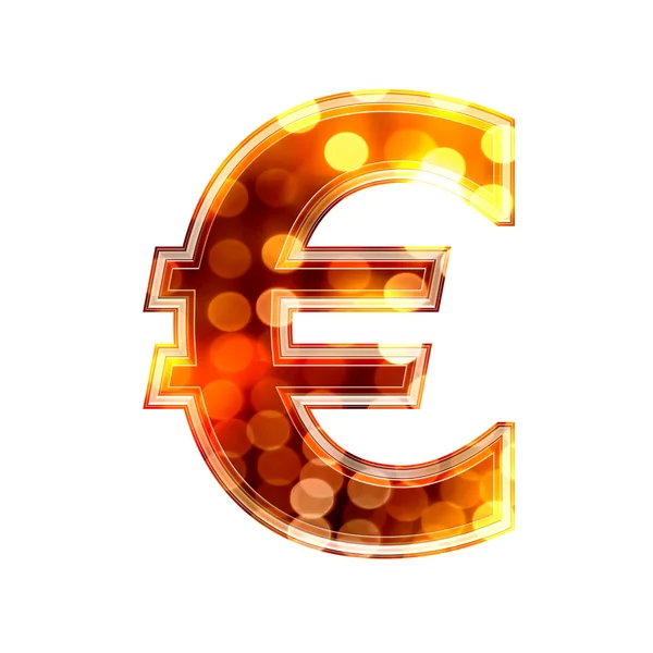 Трехмерный знак валюты с фактурой светящихся огней - евро — стоковое фото