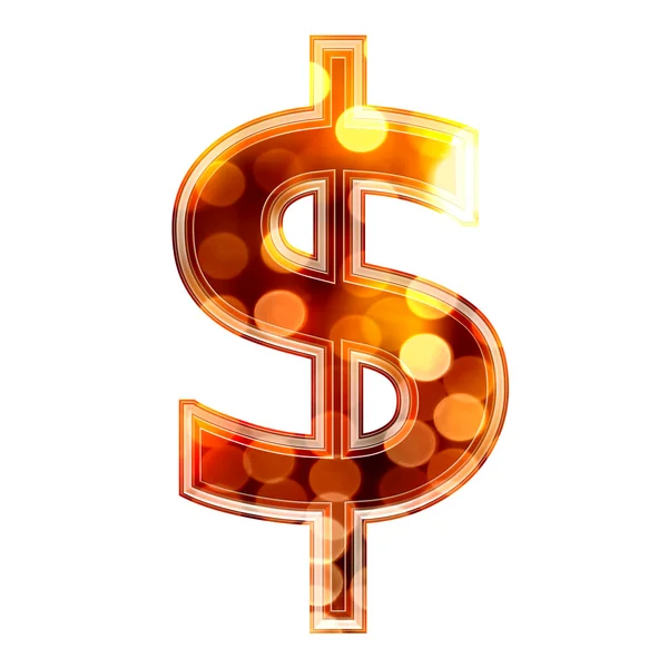 Трехмерный знак валюты с фактурой светящихся огней - Доллар — стоковое фото