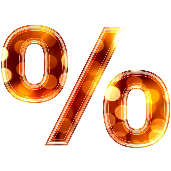 3d percent sign with glowing lights texture — Stock Photo, Image