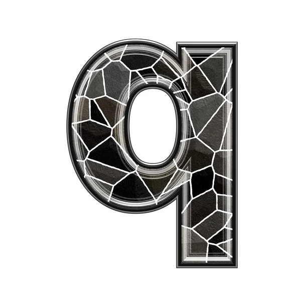 Abstrakte 3D-Buchstaben mit Steinwandstruktur - q — Stockfoto