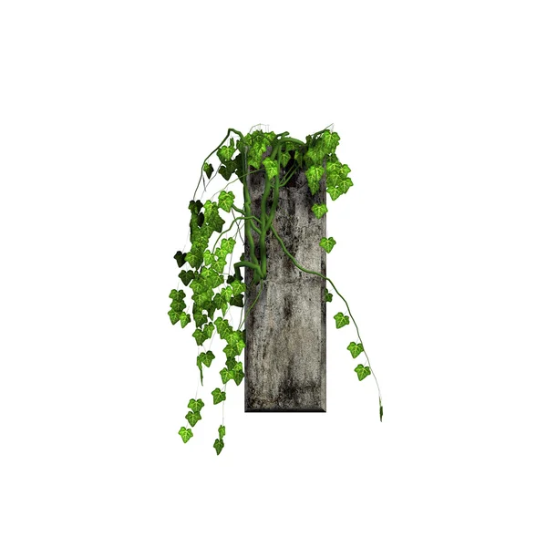 Grüner Efeu auf 3d Stein Buchstabe - i — Stockfoto