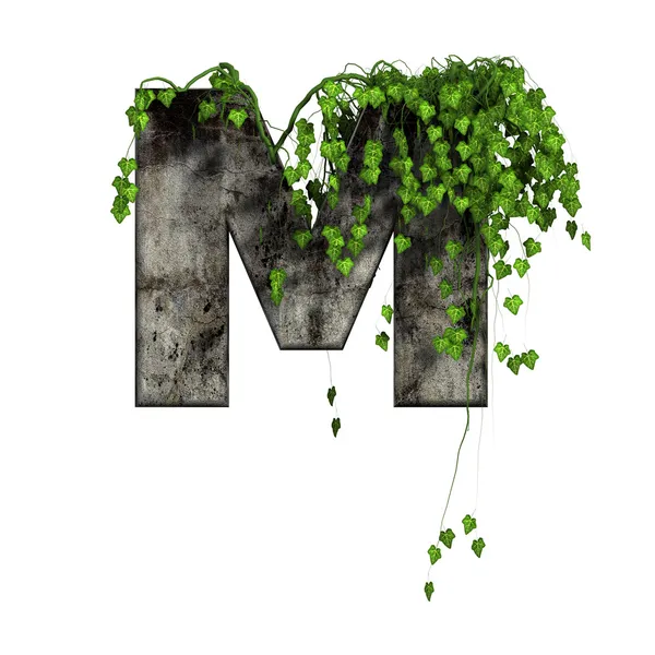 Grön murgröna på 3d sten brev - m — Stockfoto