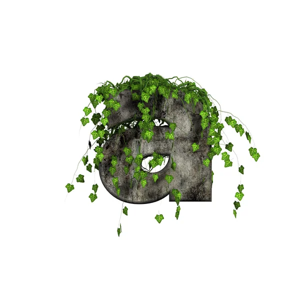 Grön murgröna på 3d sten brev - en — Stockfoto