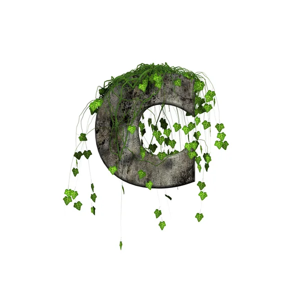 Зеленый плющ на 3d каменная буква - с — стоковое фото