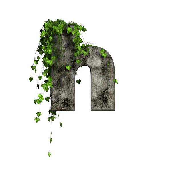 Gröna murgröna på 3d sten brev - h — Stockfoto