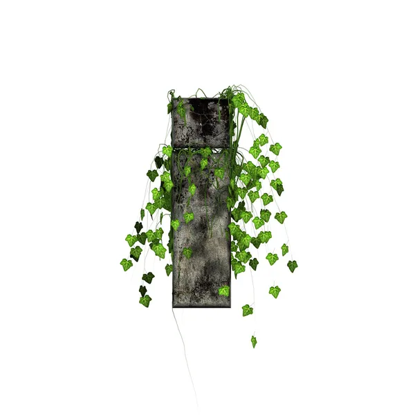 Зеленый плющ на 3d каменная буква - i — стоковое фото