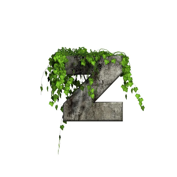 Zelená ivy na 3d kamenná dopisu - z — Stock fotografie