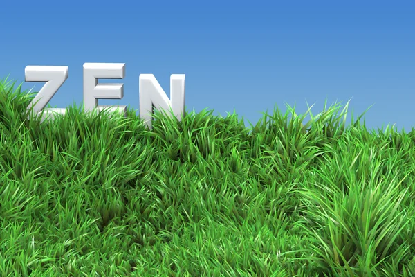 Zen logo na zielonej łące — Zdjęcie stockowe
