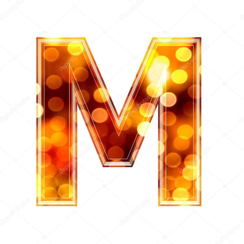3d letter with glowing lights texture - M